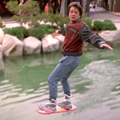 Marty McFly on hover-board