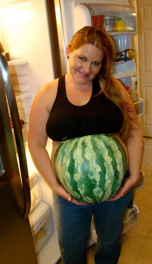 Belly of the size of a watermelon