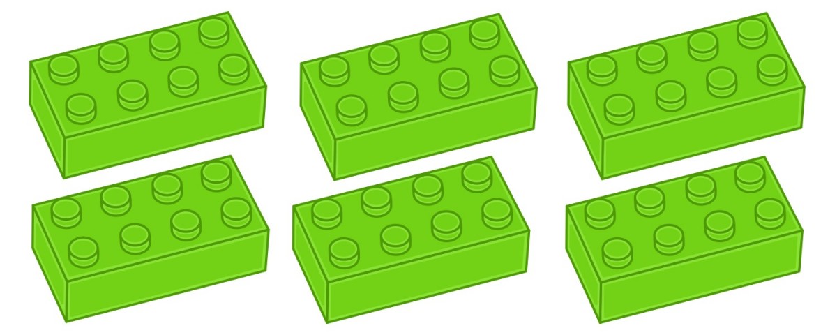6 Lego bricks