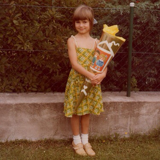 Heidi Klum in her first day of school